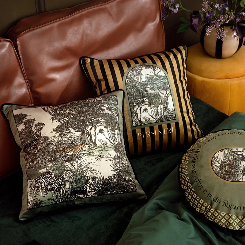 Green Jungle Wild  Cushion Cover
