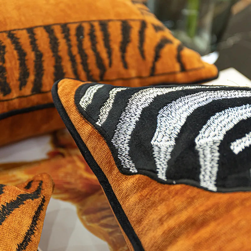 Soft Cushion Cover Orange Zebra