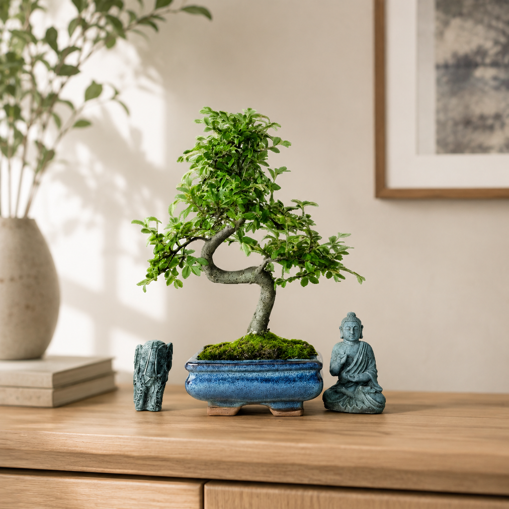 Beautifully Shaped Chinese Elm Bonsai Tree (15cm Pot)